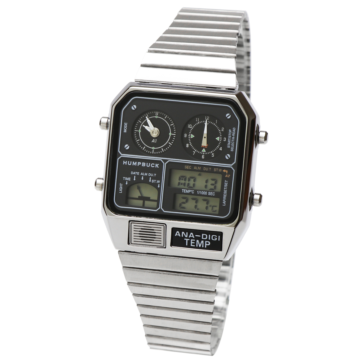 未使用 アウトレット 特価 アナログ＆デジタルテンプ 1 シルバー ブラック ANA-DIGI-TEMP TYPE 温度計 クロノ 腕時計 アナデジテンプタイプ