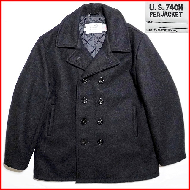 即決☆アメリカ製/Schott☆メンズ46≒XXXL ピーコート ショット 美品