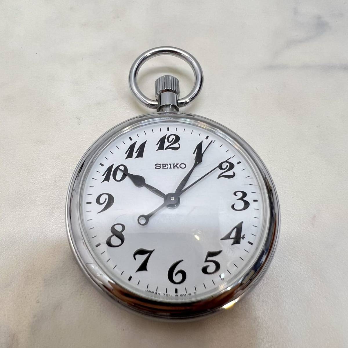 動作OK 鉄道時計 セイコー SEIKO 懐中時計 クォーツ 7C11-0010 