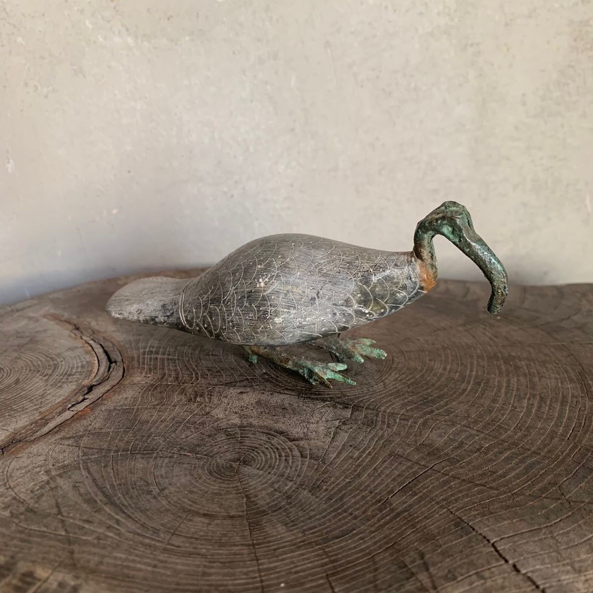 古代エジプト聖トキ像》青銅器石彫ibis イビス神像トト神像骨董中国