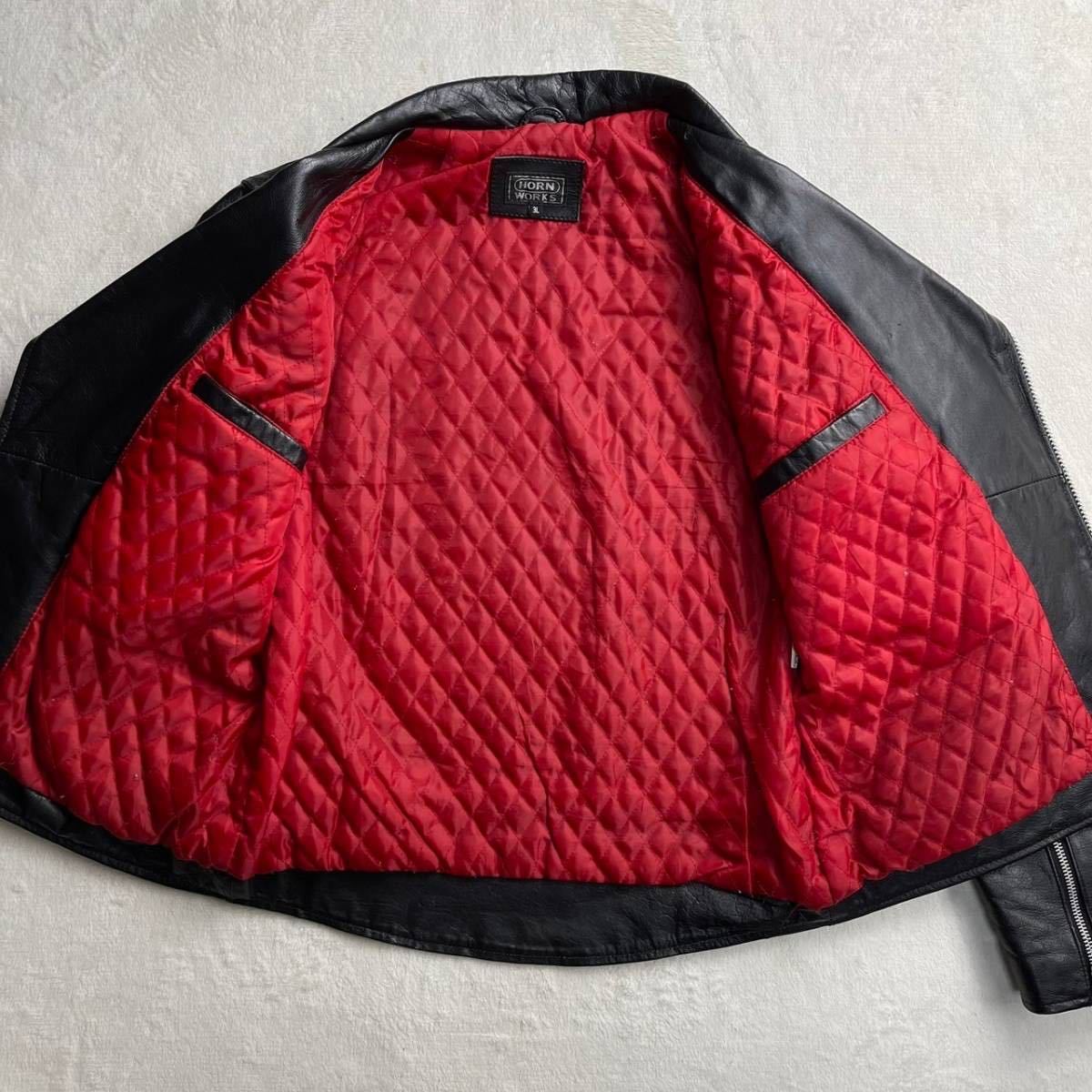 特大サイズ3L】 ホーンワークス レザー ライダースジャケット ダブル