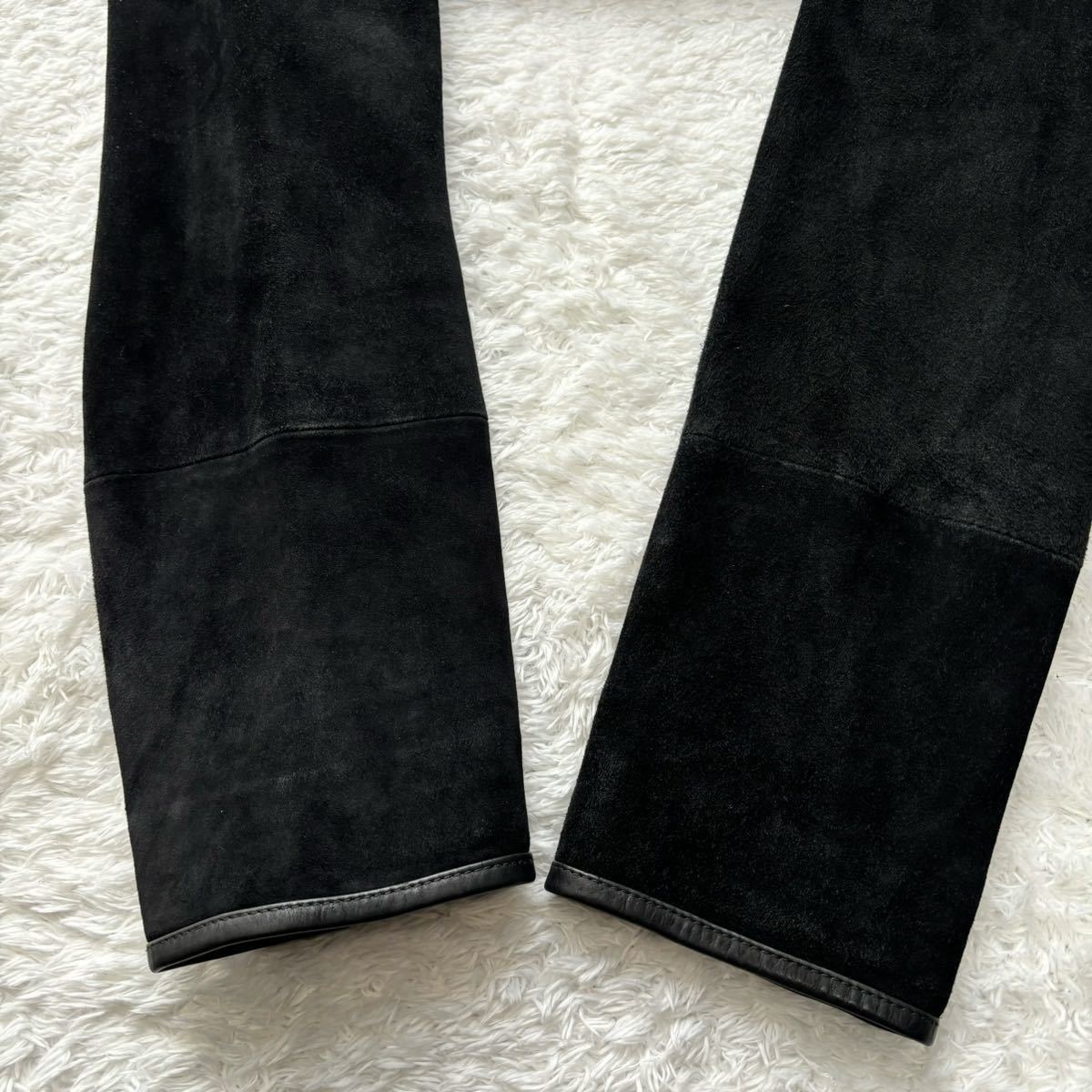 希少/美品◎アルマーニコレツィオーニ レザー 切替 ARMANI COLLEZIONI スエード 本革 テーラードジャケット ブルゾン ブラック 黒 48 L位