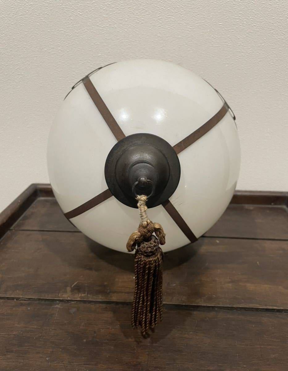 戦前ガラス銅枠吊り照明④ シェード 電笠 昭和レトロ 電笠 電傘