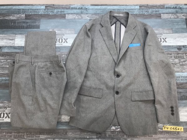 新品！LES MUES メンズ ウォッシャブル 薄手 洗えるスーツ 上下セットアップ A4 グレー ポリエステル