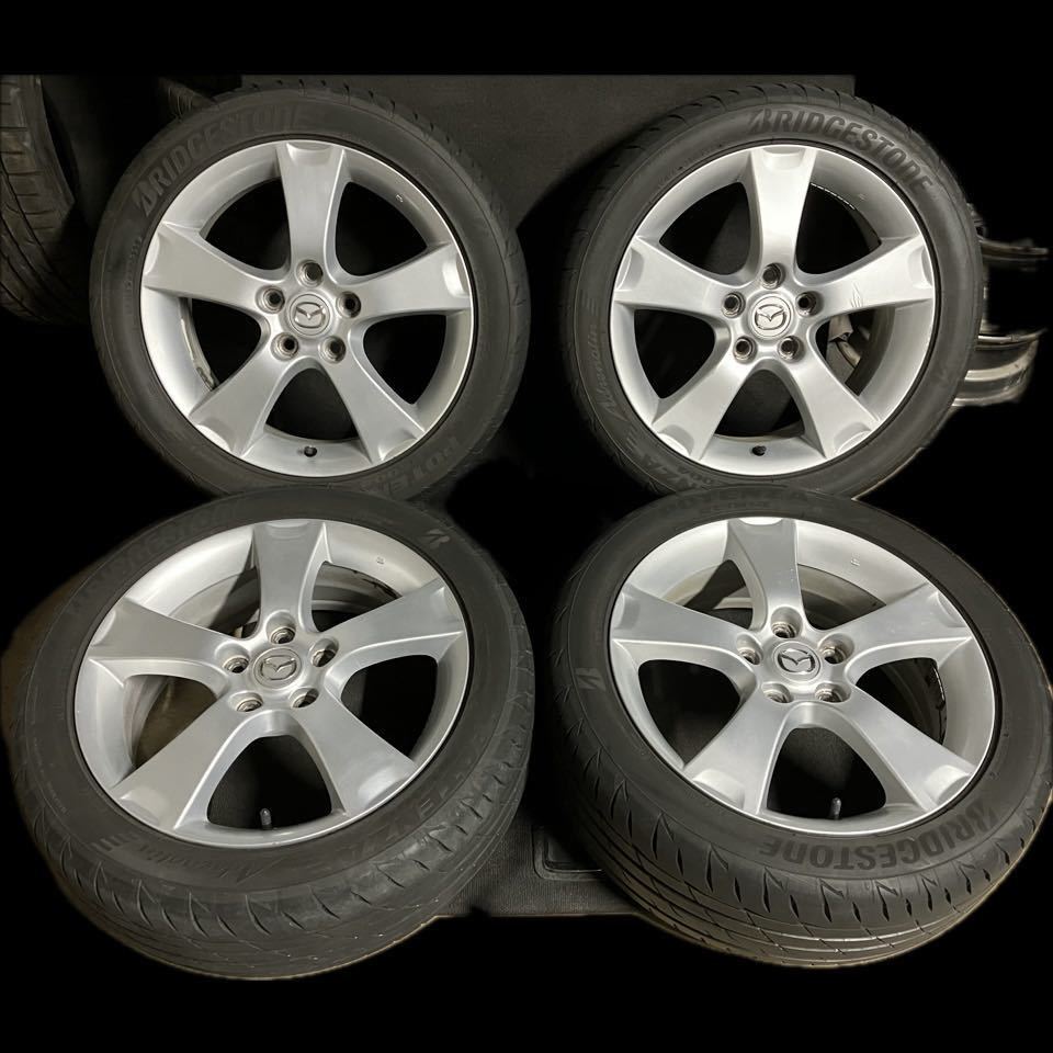 2021年製BSポテンザ付 アクセラ 205/50R17 6.5J+52.5 5穴 PCD114.3 ハブ67 純正 17インチ アルミ ホイール 5H ピッチ114.3 BK5P スポーツ