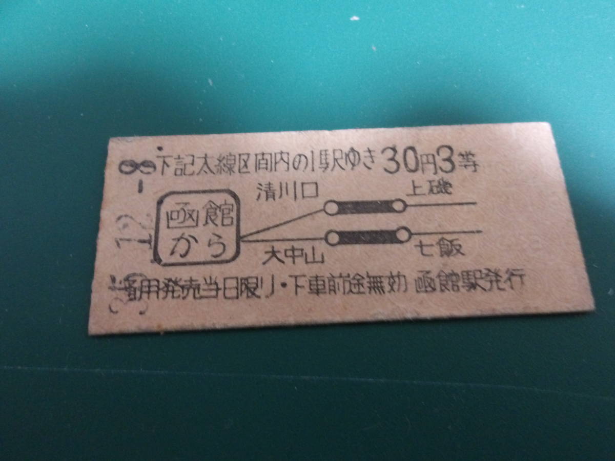 ■地図式乗車券　函館から30円3等■0001