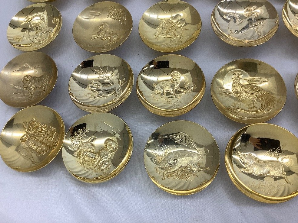 干支 金杯 大量まとめ 24KGP 全重量: 約5kg ※一部箱と中身が異なる