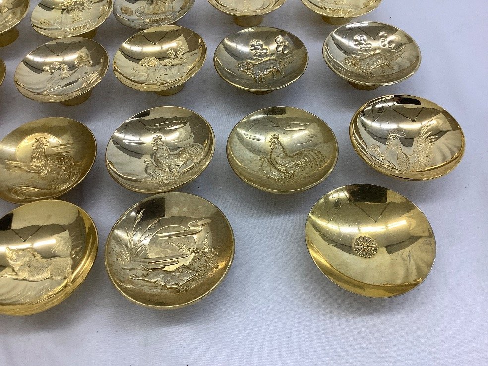 干支 金杯 大量まとめ 24KGP 全重量: 約5kg ※一部箱と中身が異なる