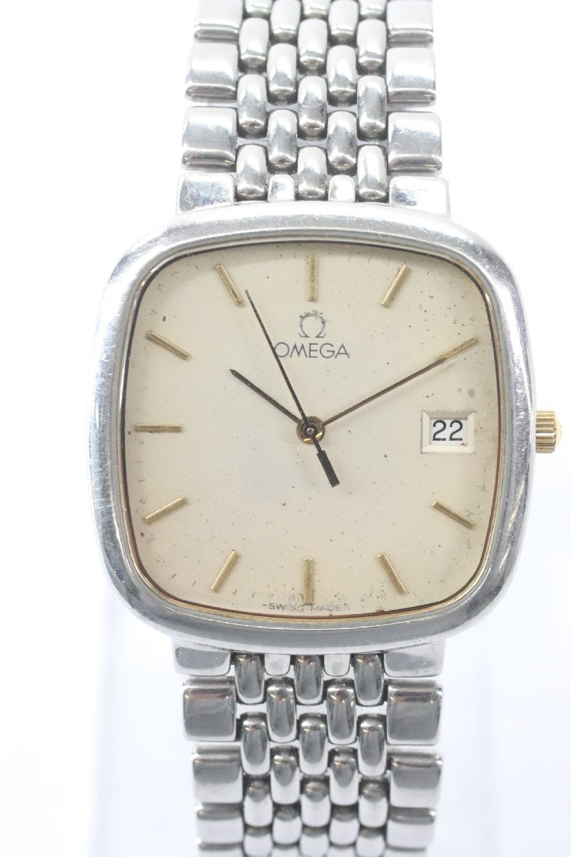 OMEGA オメガ De Ville デビル 396.1017 クォーツ デイト メンズ 腕時計 スクエア 9504-N