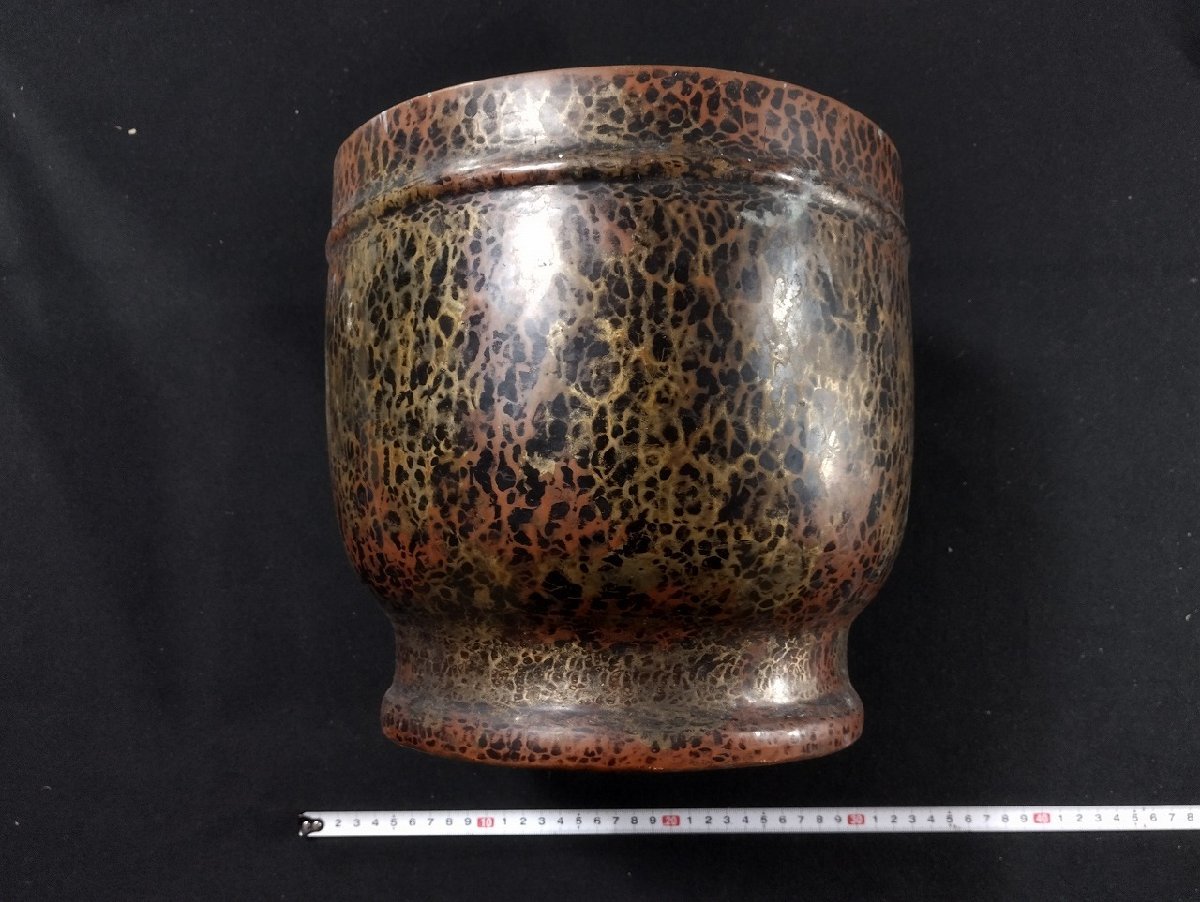 Ｐ△12　玉川堂造銅製鎚目火鉢　/B02