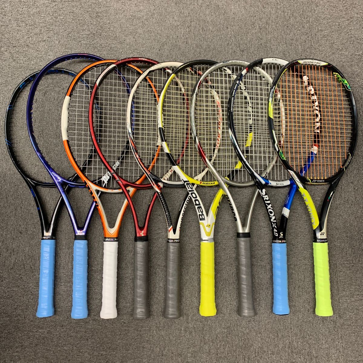 Yahoo!オークション 硬式テニスラケット9本セットNO2 0 中古品 テニス 