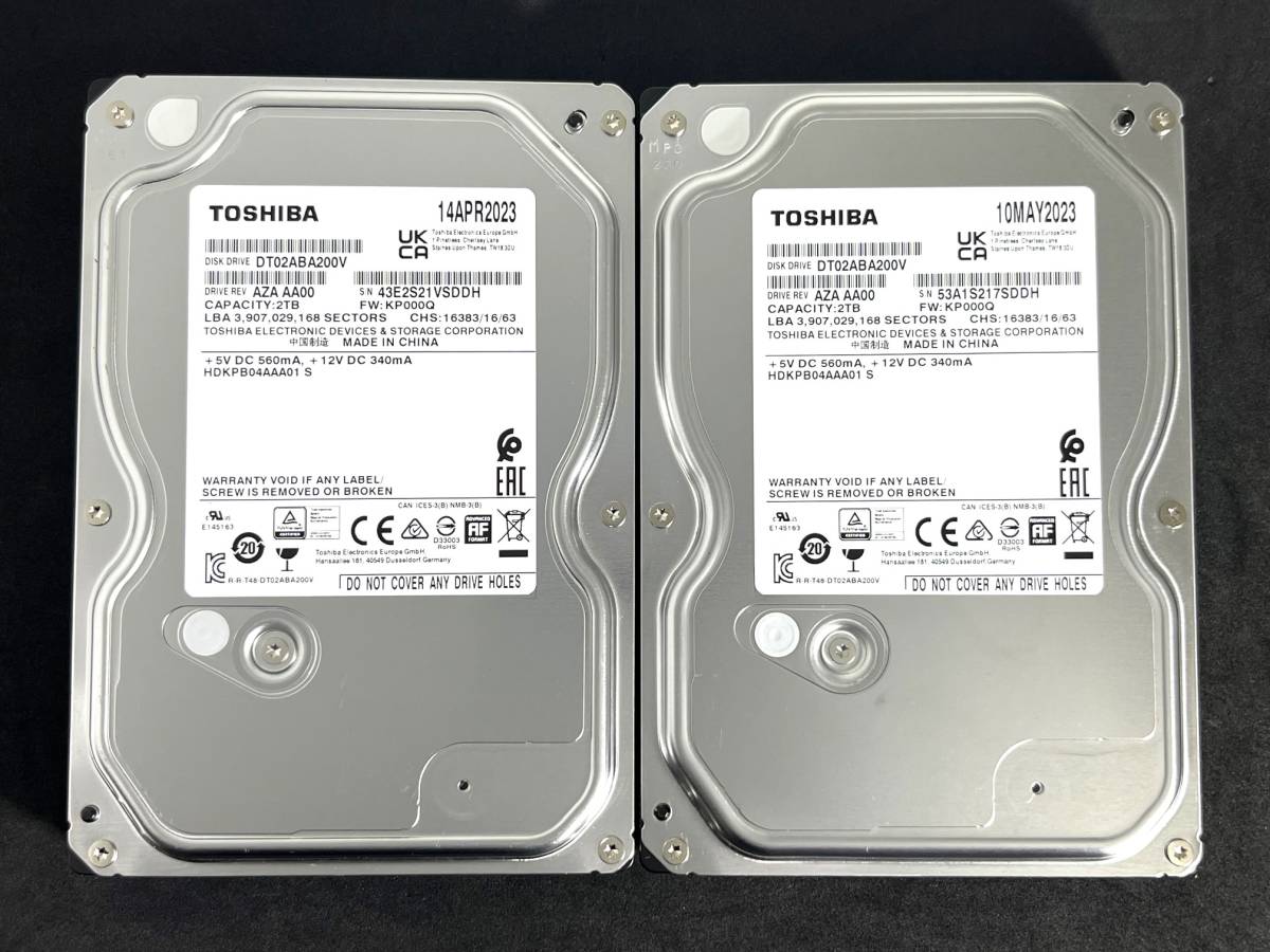 送料無料】 2個セット ☆ 2TB ☆ DT02ABA200V / TOSHIBA【使用時間