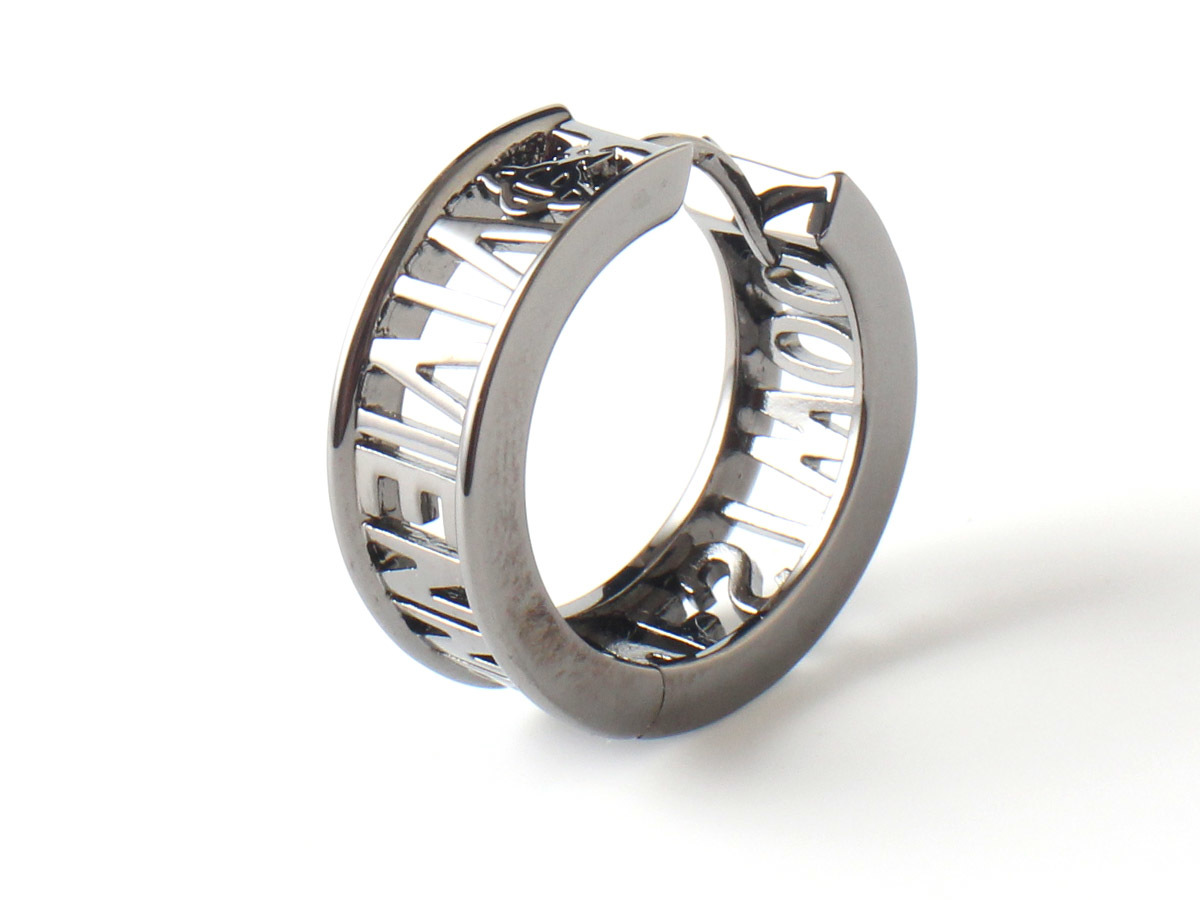 N13422 美品 Vivienne Westwood ヴィヴィアンウエストウッド ピアス 片耳のみ フープ ロゴ オーブ 刻印 シルバーカラー 箱付き 保管袋付