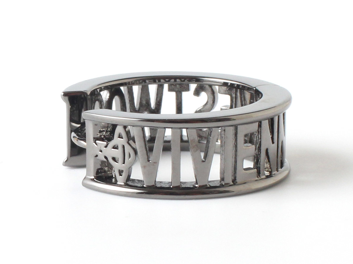 N13422 美品 Vivienne Westwood ヴィヴィアンウエストウッド ピアス 片耳のみ フープ ロゴ オーブ 刻印 シルバーカラー 箱付き 保管袋付