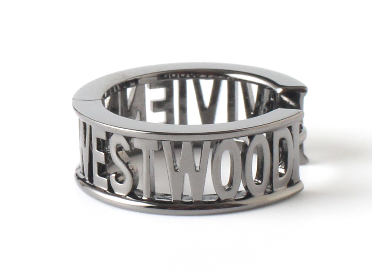 N13422 美品 Vivienne Westwood ヴィヴィアンウエストウッド ピアス 片耳のみ フープ ロゴ オーブ 刻印 シルバーカラー 箱付き 保管袋付