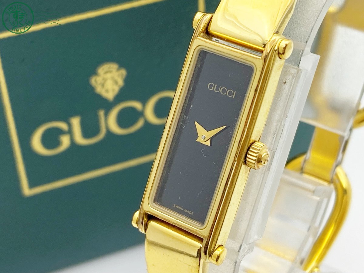 □GUCCI 1500L ブラック文字盤 グッチ スクエア クォーツ QZ ゴールド