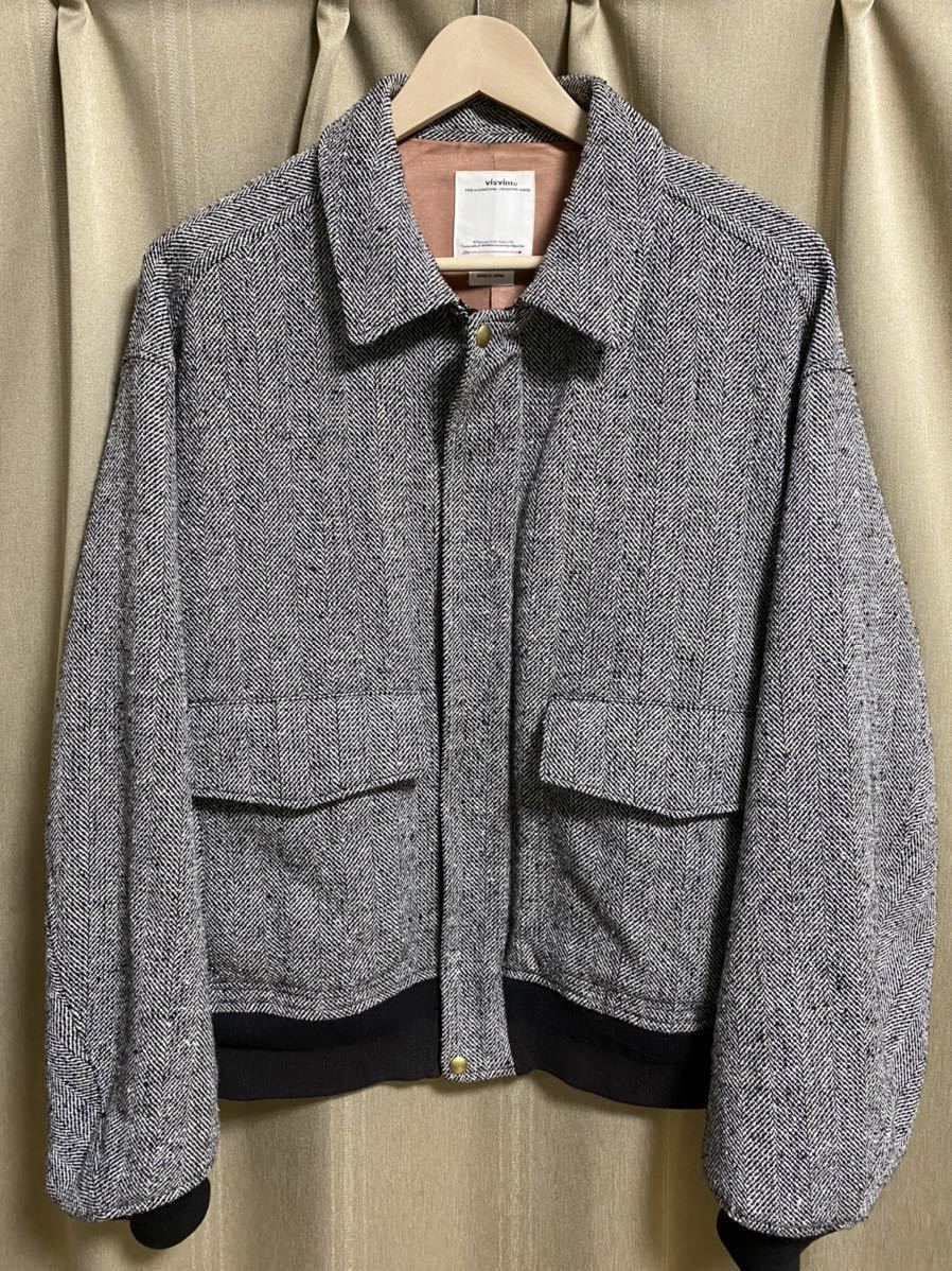VISVIM AIRMAN-2 JKT HB TWEED SIZE3 GREY 23AW ICT