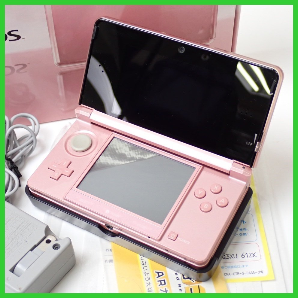 ☆1円 Nintendo/任天堂 ニンテンドー3DS 本体 CTR-S-JPN-C0/ミスティピンク/携帯ゲーム機/付属品多数&1945400003
