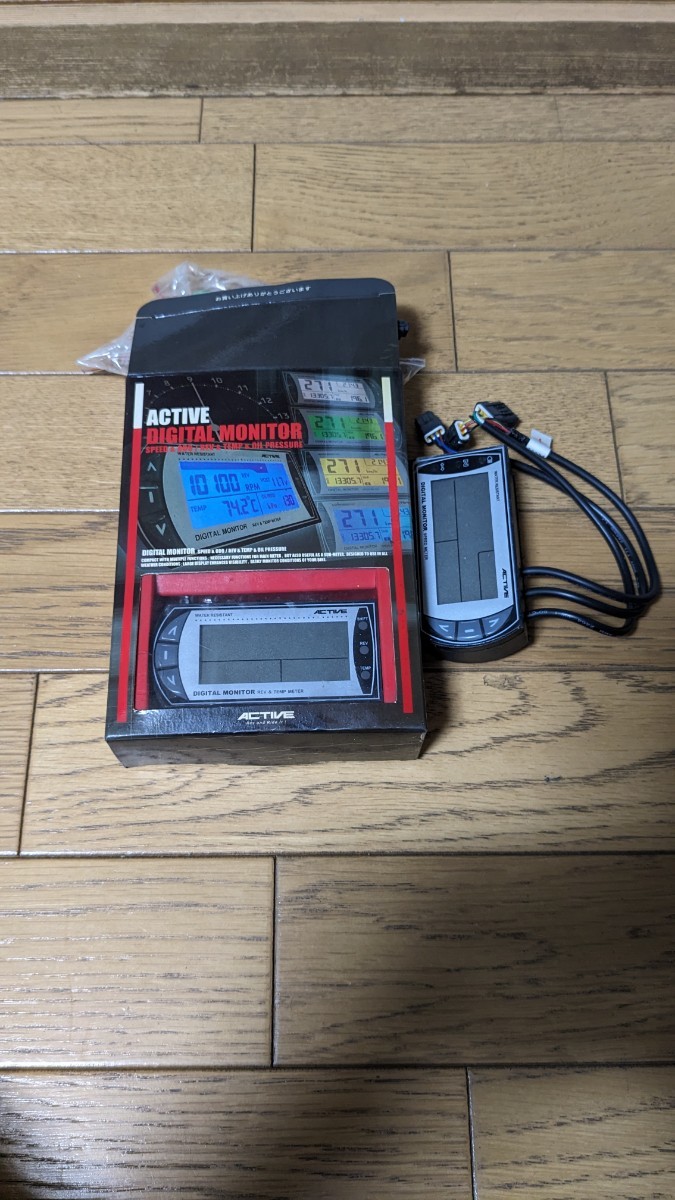 ACTIVE デジタルモニター 2点セット 本体　レブ&テンプ　スピードメーター ACTIVE アクティブ レブ＆テンプメーター スピードメーター セット