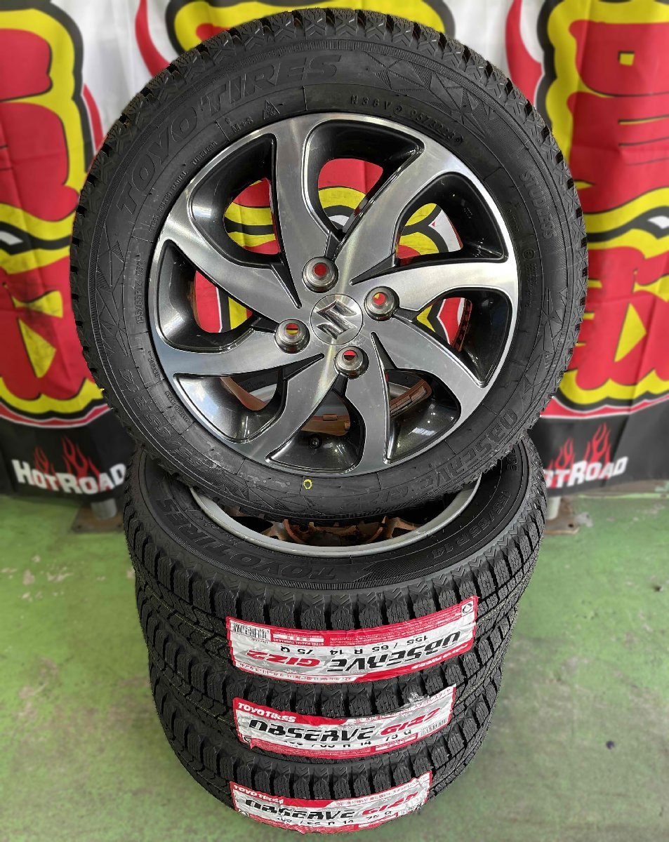 中古 スズキ純正 ホイール + 新品 TOYOオブザーブGIZ2 155/65R14 2023