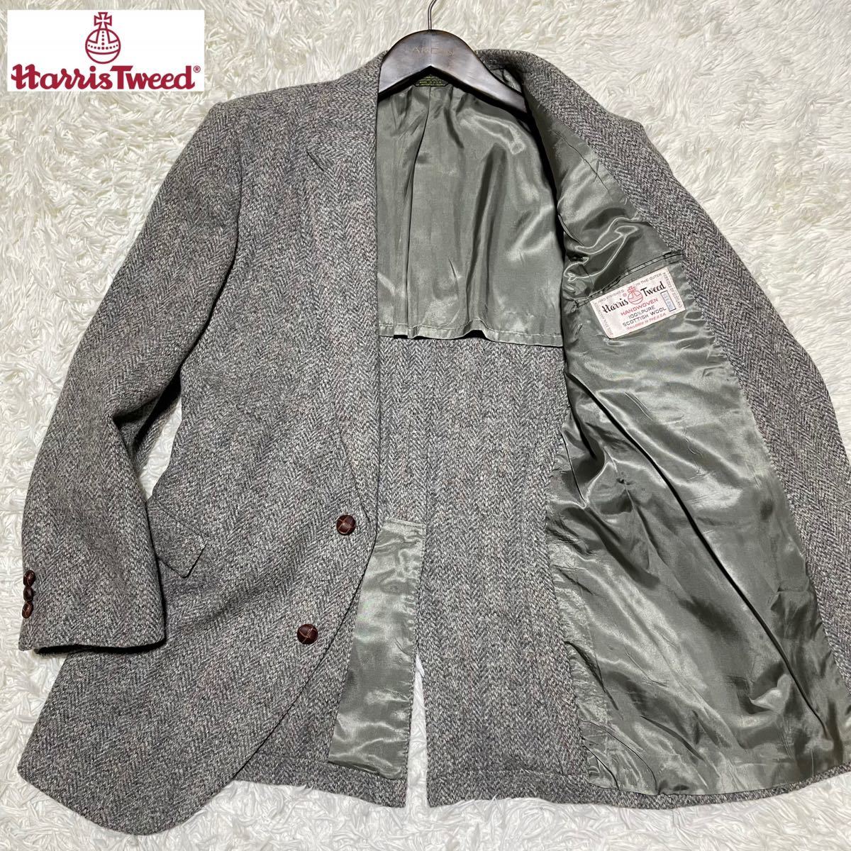 Harris Tweed ヘリンボーンベスト Lサイズ くるみボタン ウール H2 