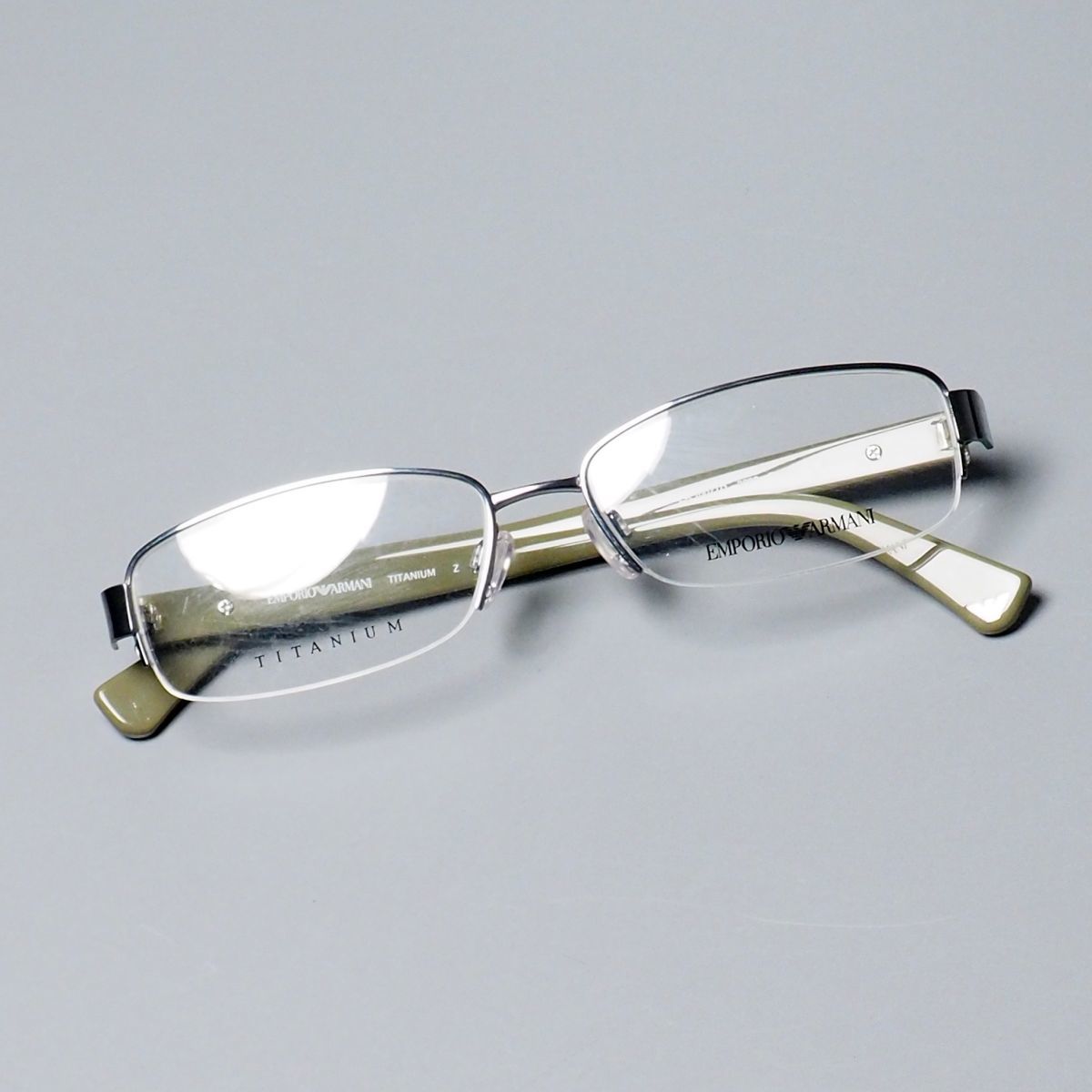 MF7230：未使用*エンポリオアルマーニ*スクエアフレーム*ハーフリム/ナイロール*チタンフレーム*眼鏡/メガネ*EA1007TD