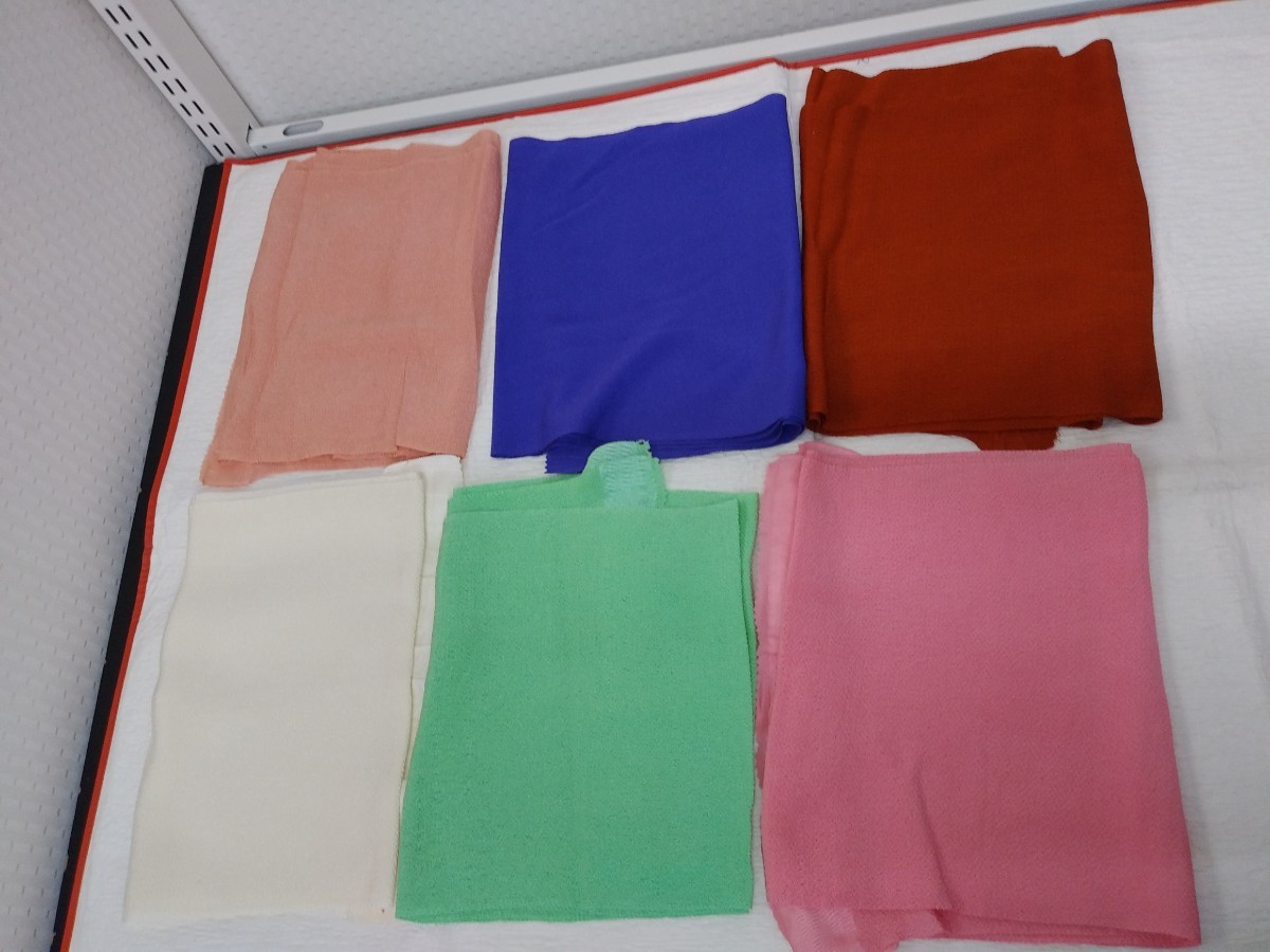 YA4929 和装小物　可愛い ちりめん　縮緬　帯揚げ　帯あげ　絹　6点セット　未使用品　リメイク素材　材料