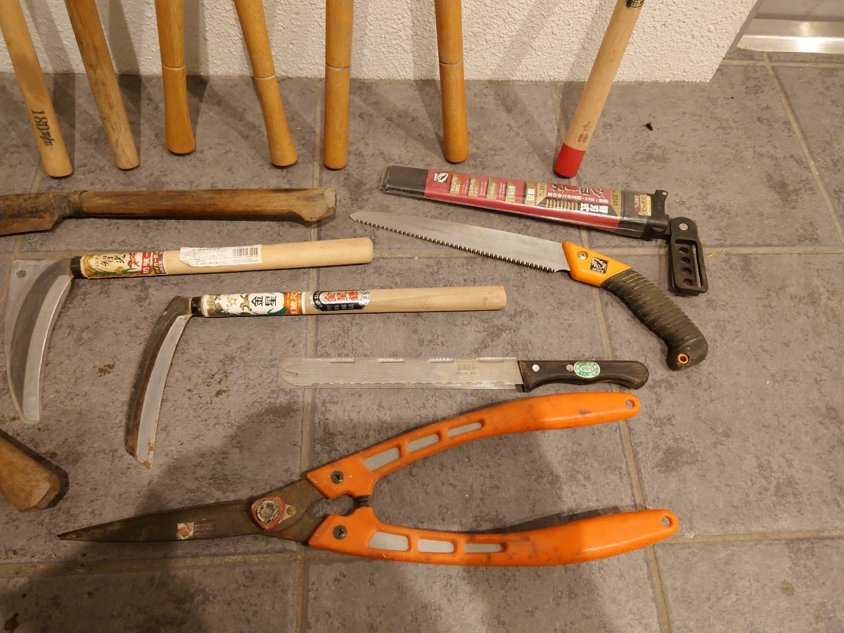 sr1234 231 鎌 剪定バサミ のこぎり ナタ 12本セット 工具 アナログ 