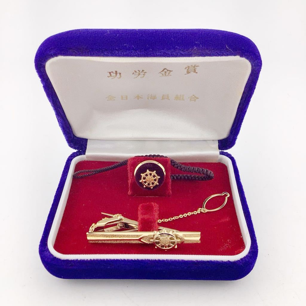 全日本海員組合 silver K18 タイピン バッジ 功労金賞