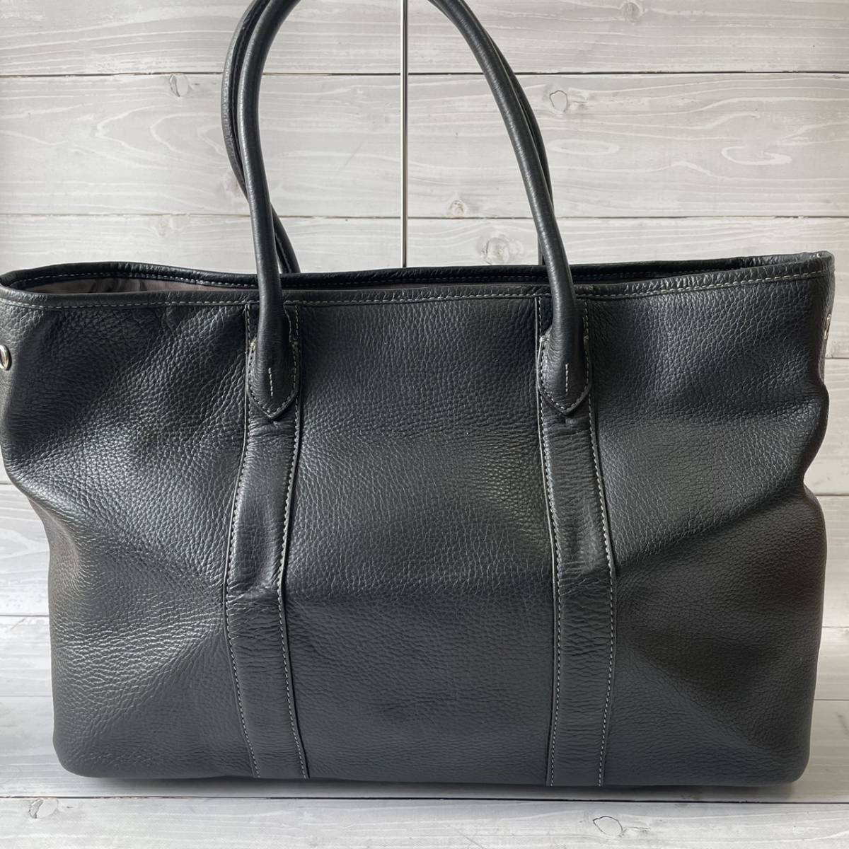 極美品】シップス SHIPS トートバッグ 本革 シュリンクレザー シボ革