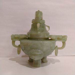 白玉 香炉 香道具 天然石 引っこ抜こ