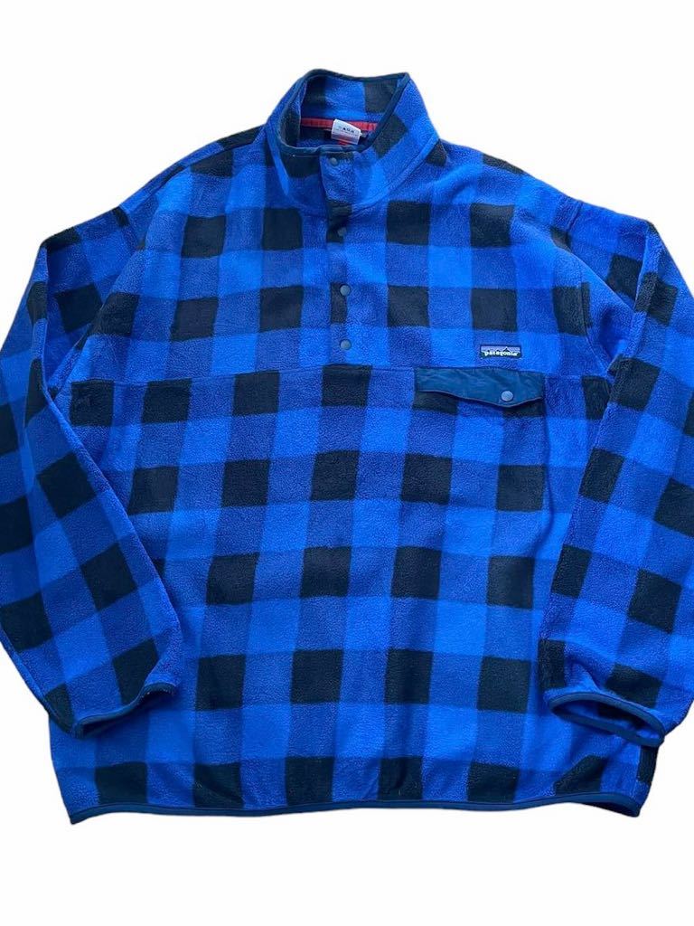 ★★★2014年製 patagonia パタゴニア スナップT 25580 FA14 サイズXL FZAB 青黒 ブロックチェック★★★ Patagonia 2014年 シンチラ Vintage 総柄 ティール
