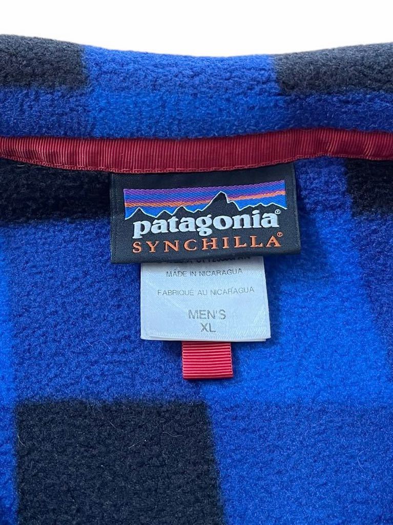 ★★★2014年製 patagonia パタゴニア スナップT 25580 FA14 サイズXL FZAB 青黒 ブロックチェック★★★ Patagonia 2014年 シンチラ Vintage 総柄 ティール