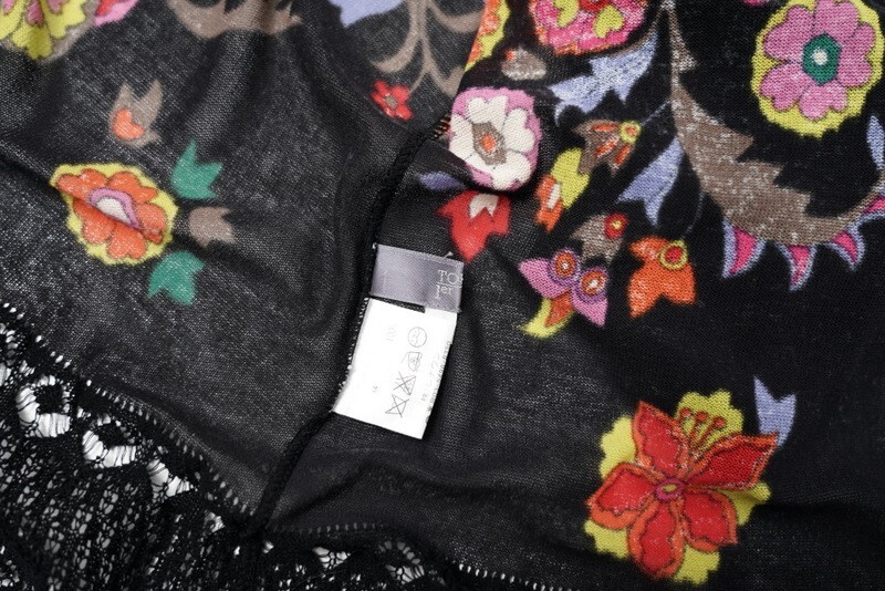 TOKUKO 花柄刺繍ロングカーディガン 黒 TH3212○日本製*TOKUKO 1er Vol/トクコプルミエヴォル*コットン ロング