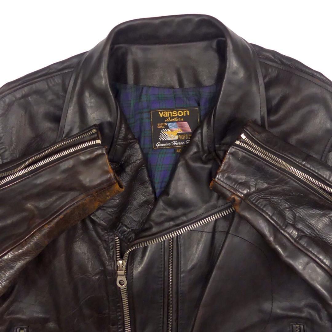 即決☆アメリカ製 VANSON☆メンズ L レザーライダースジャケット