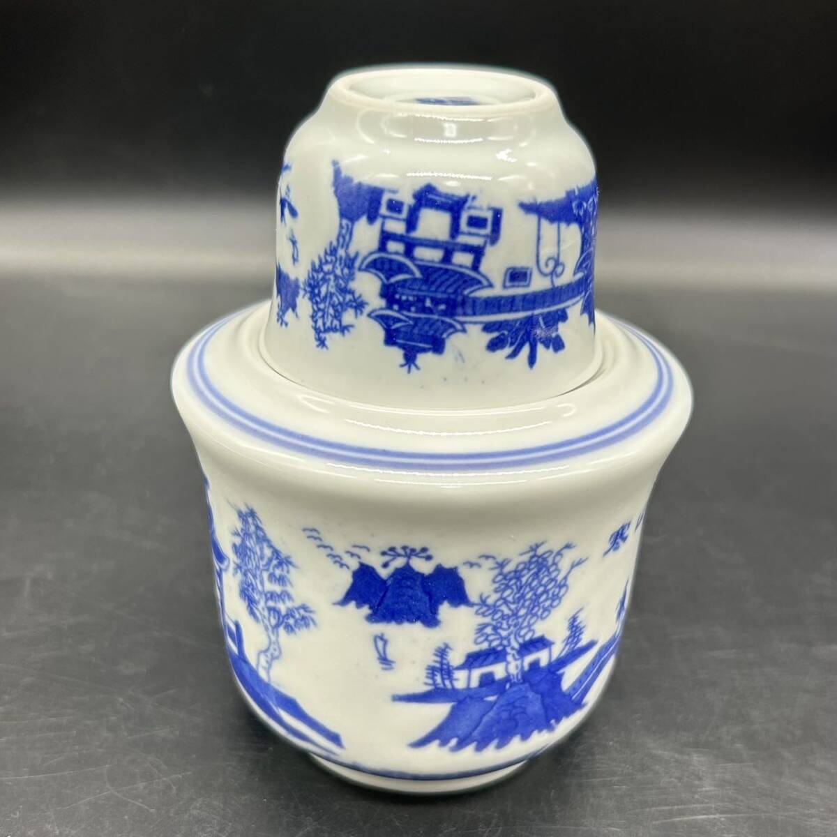 中国美術 おちょこ+徳利+温酒器 お猪口 ぐい呑み 寒山寺 景徳鎮製 磁器