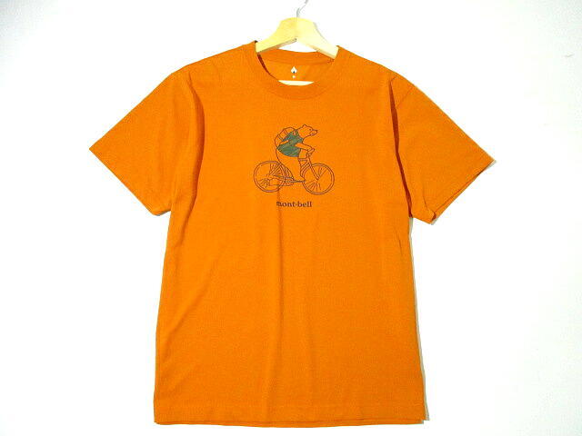 新品 未使用に近い！■ 即決　モンベル　半袖Tシャツ　モンタベア　自転車　Mサイズ　熊 アウトドア　mont・bell　パンプキン オレンジ_2