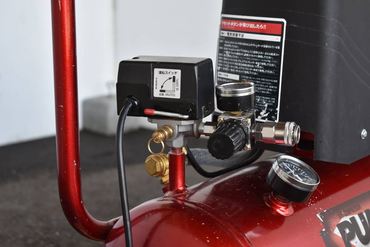 藤原産業 SK11 オイルレスエアーコンプレッサー PUMA SR-102 AC100V タンク30L 0.8MPa 2019年製 現状品『仙台 引取歓迎』yt1579ジ 60722-06_6