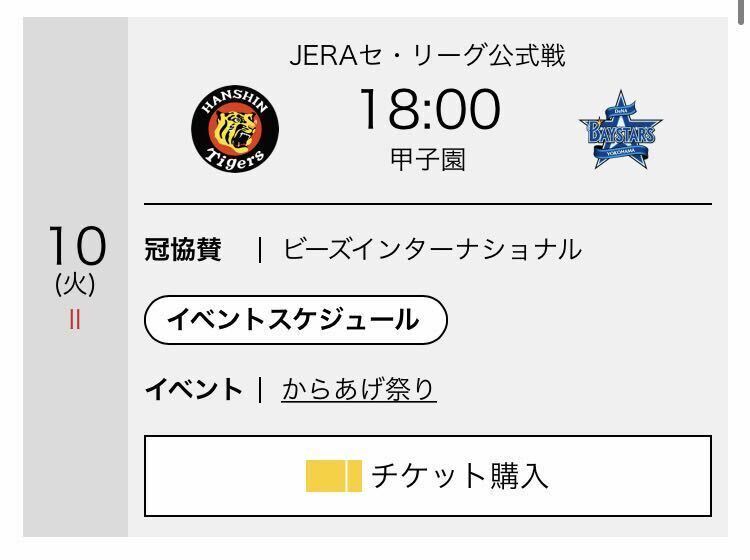 9/12（木）18時開始　阪神タイガースvs DeNAベイスターズ　1塁アルプス席2連番_1
