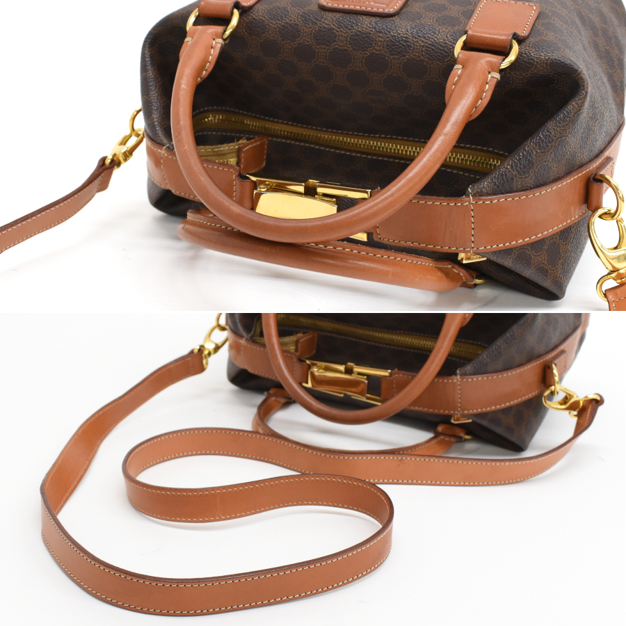 セリーヌ マカダム ハンドバッグ 2way ショルダーバッグ ブラウン 
