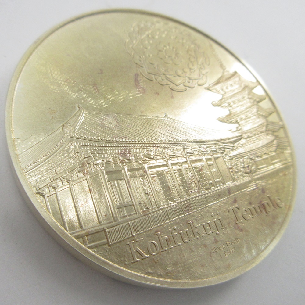 国宝章牌 興福寺 純銀メダル 約160g 証明書・箱付き 造幣局 silver