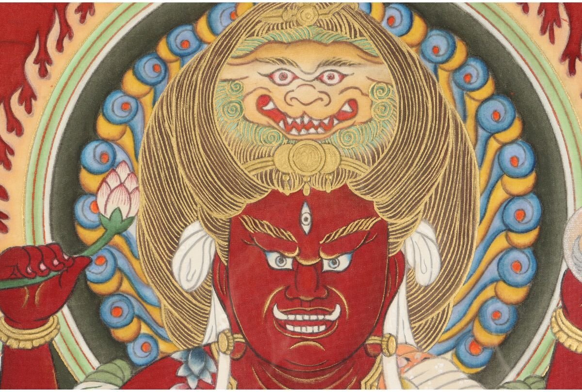 URA]肉筆仏画/阿藤無華『愛染明王』/F20号/4-9-227 (検索)骨董/仏像/佛