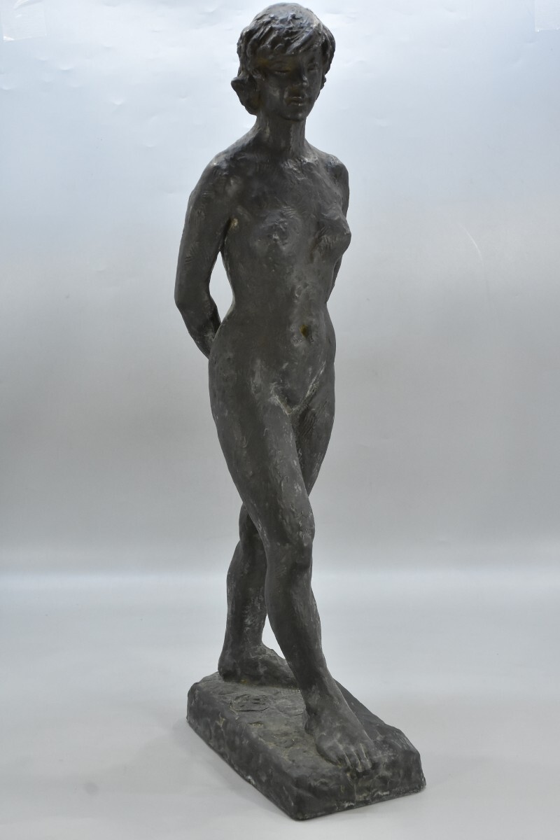 真作 鈴木基弘 作 ブロンズ 彫刻像 高さ69.5cm 重さ12.6kg 日展評議員