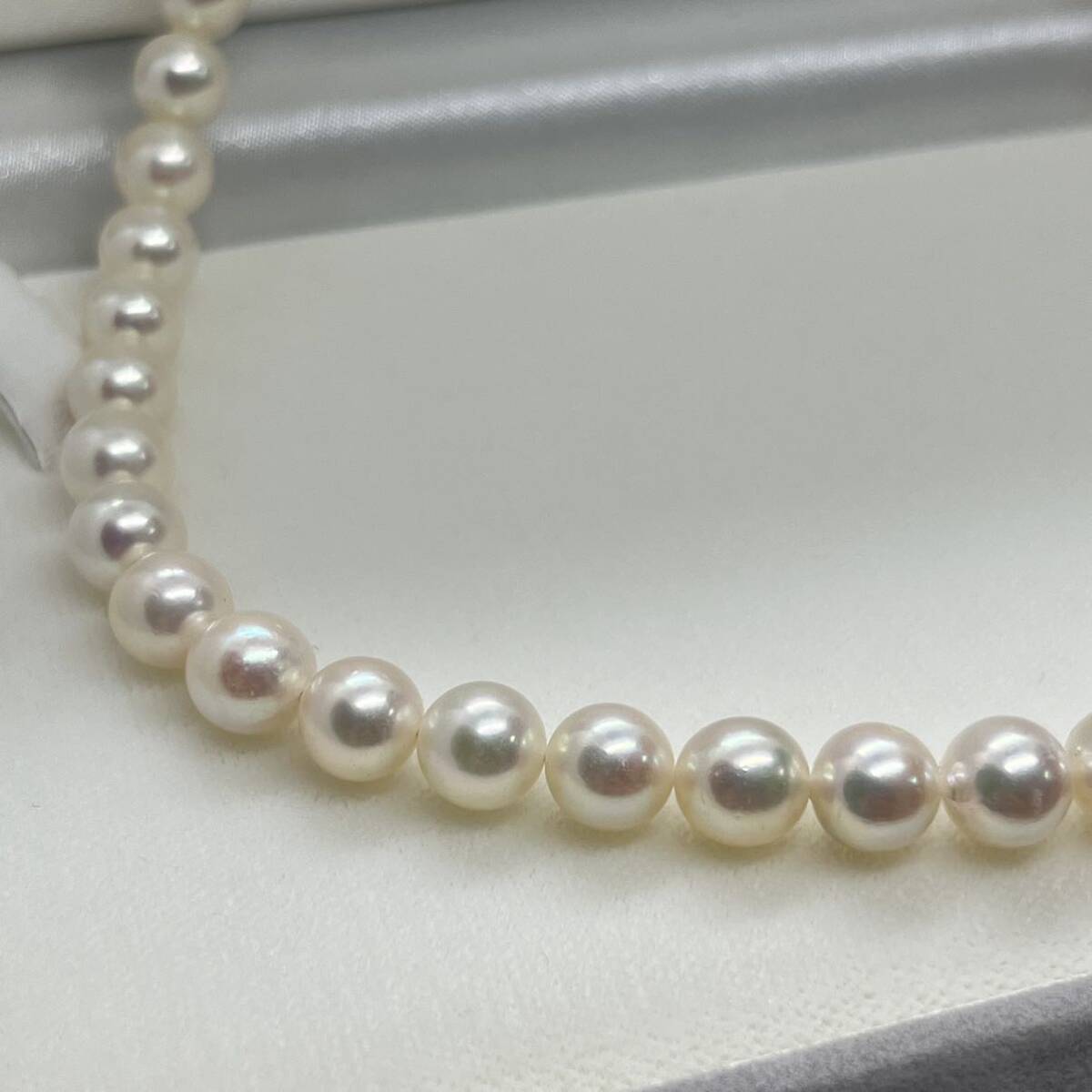 干渉色美✨ あこや真珠 6.5-7.0mm パール ネックレス Silver 本真珠 アコヤ真珠 あこや パールネックレス SILVER 刻印 オーロラ干渉