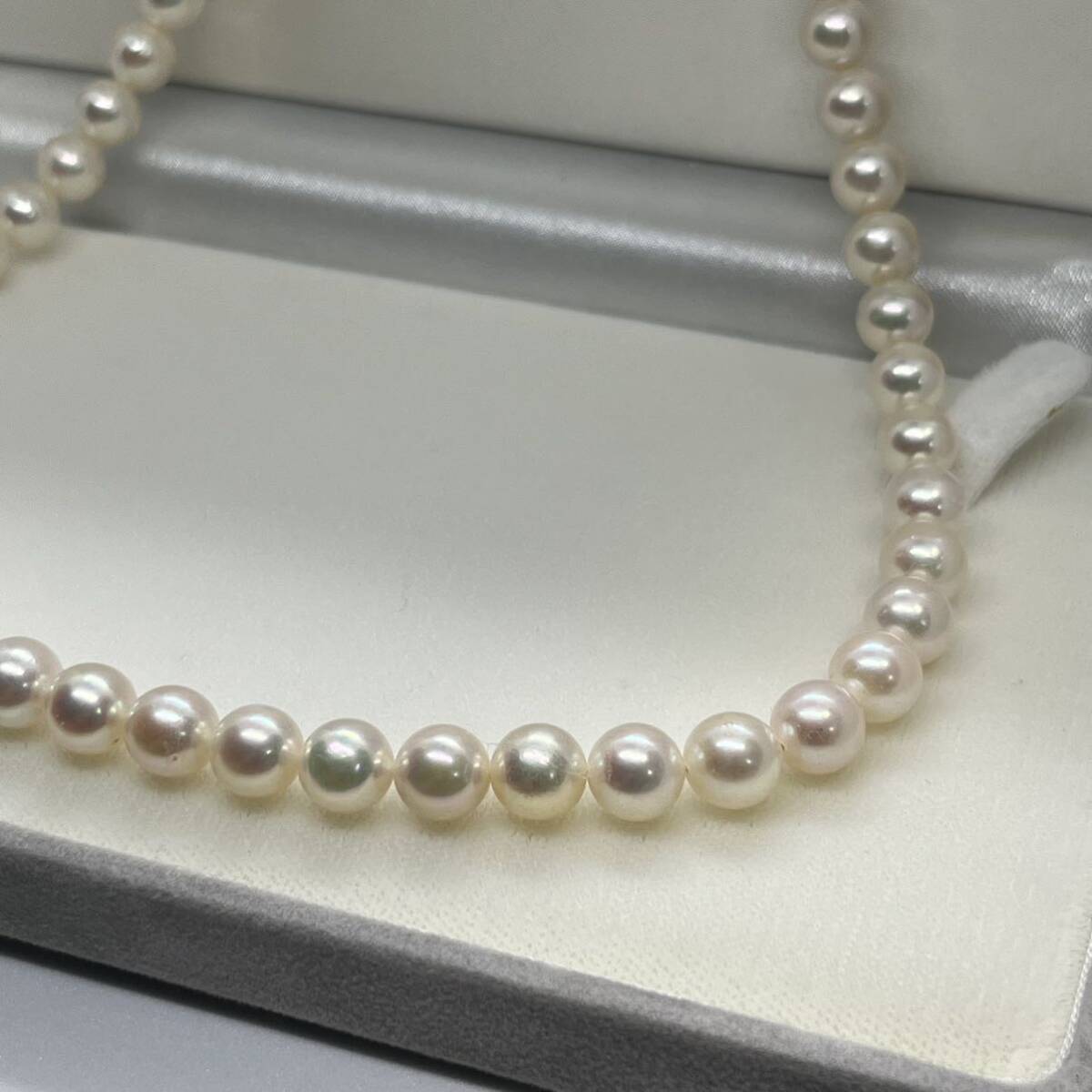 本真珠 アコヤ真珠 あこや パールネックレス SILVER 刻印 オーロラ干渉