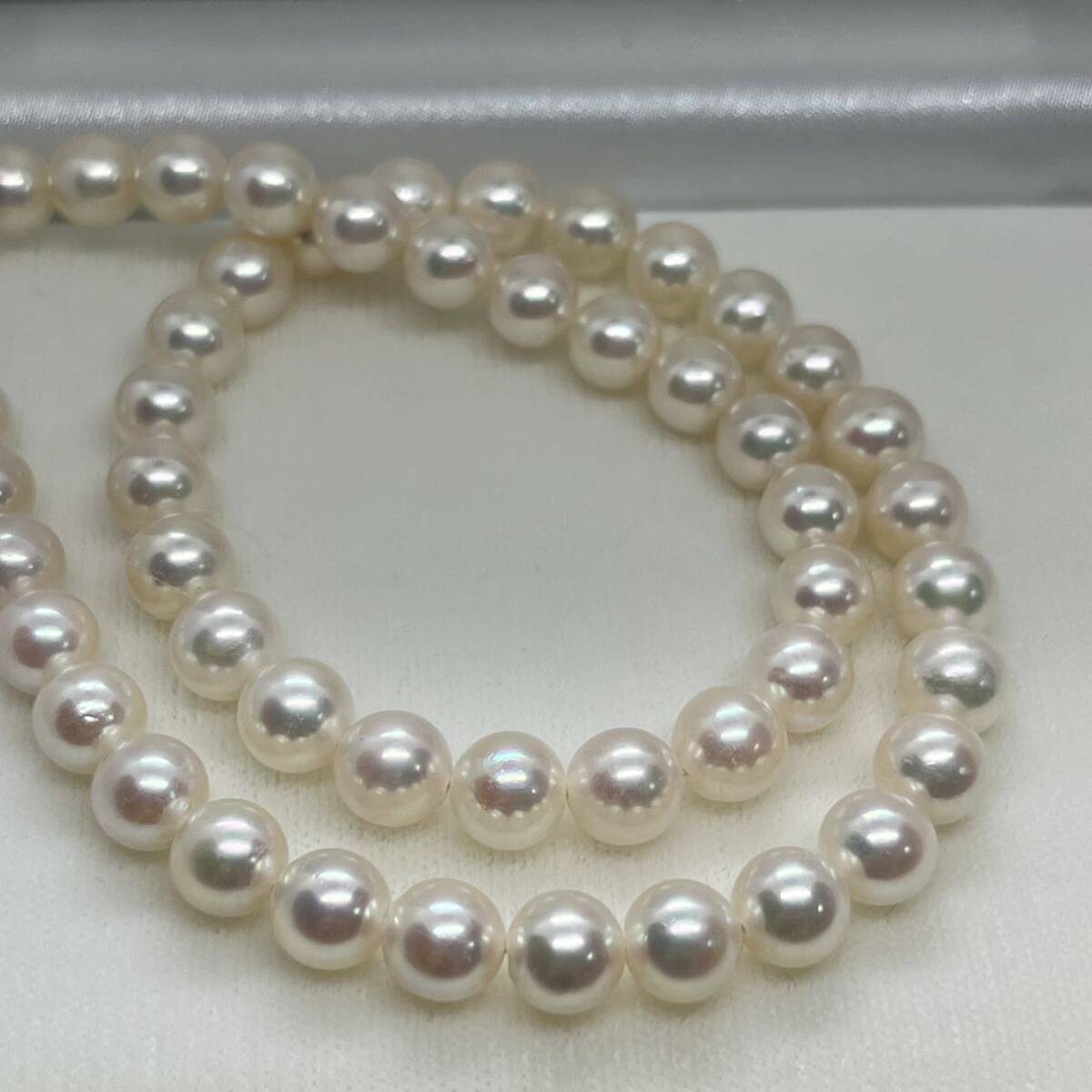 本真珠 アコヤ真珠 あこや パールネックレス SILVER 刻印 オーロラ干渉