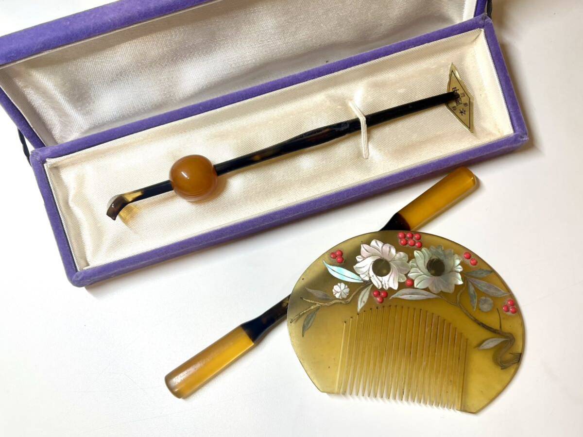 和装小物 本鼈甲 簪 螺鈿櫛 べっ甲 かんざし くし アンティーク まとめ