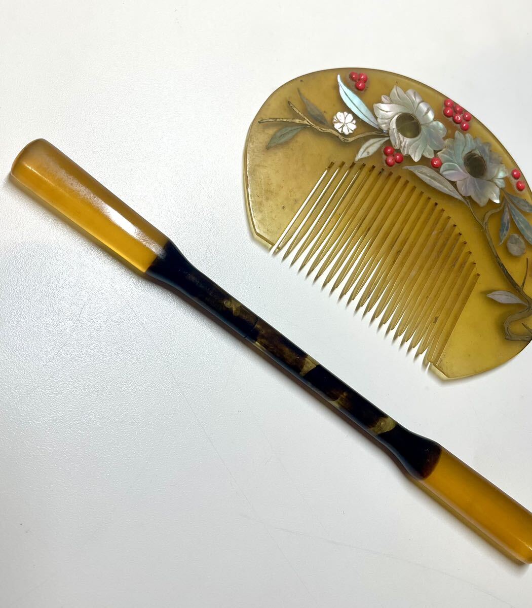 和装小物 本鼈甲 簪 螺鈿櫛 べっ甲 かんざし くし アンティーク まとめ