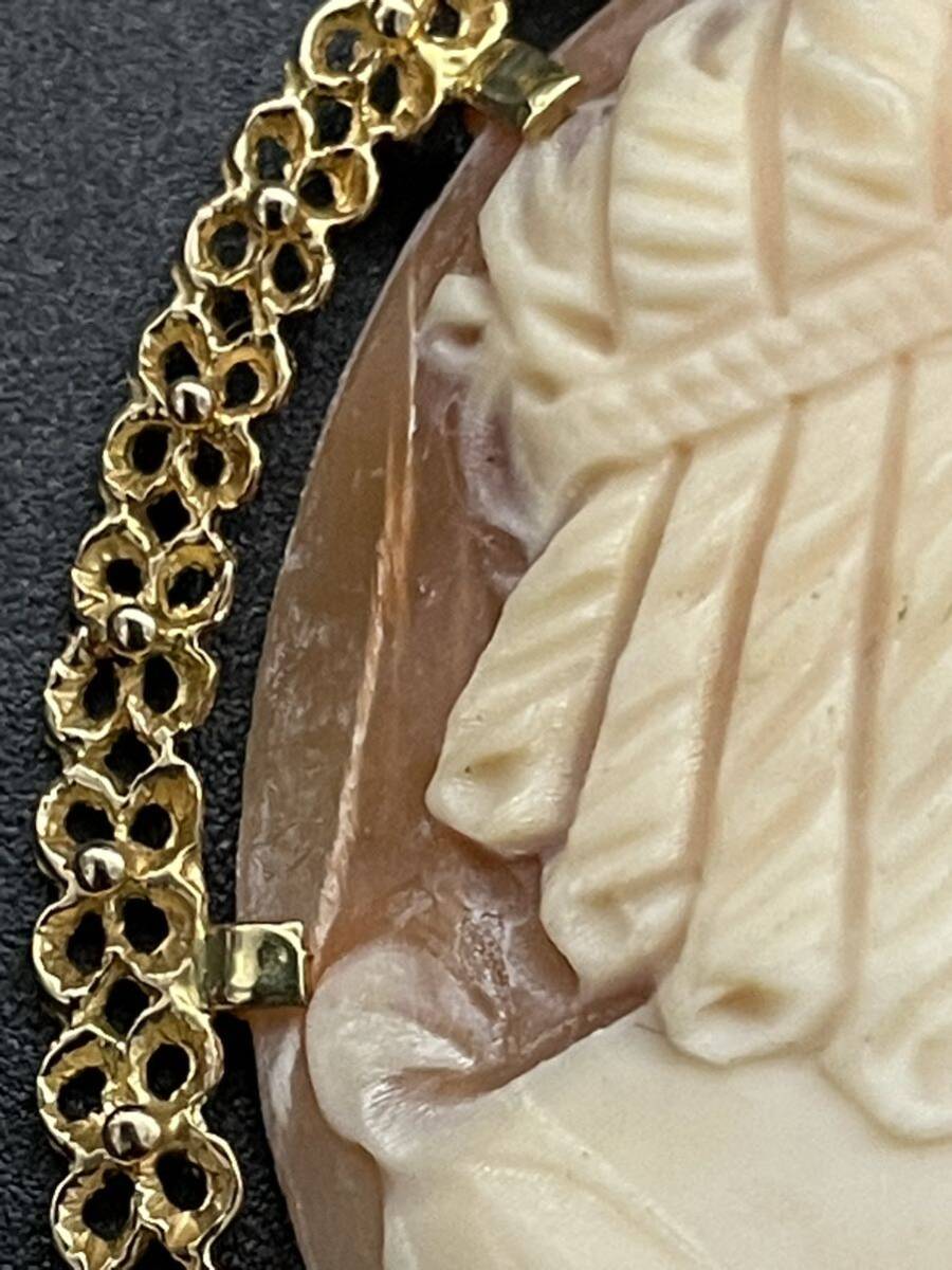 カメオ 319NA 750 K18GP 刻印 ペンダント ネックレス 女性横顔