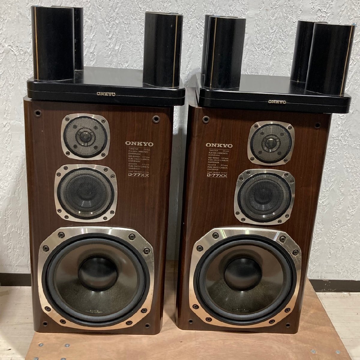 ☆ 【3個口】ONKYO オンキョー D-77XX ペアスピーカー スタンド付き_2